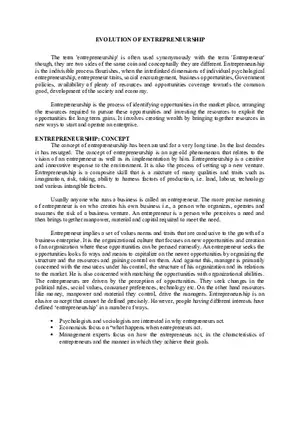 Evolution of Entrepreneurship