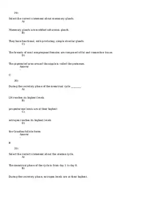 Reproductive System Practice Questions - Part 3