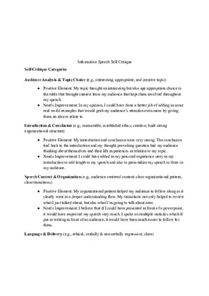 Informative Speech Self Critique