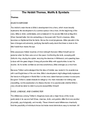 The Hobbit Themes, Motifs Symbols