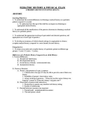 Pediatric Assessment Information