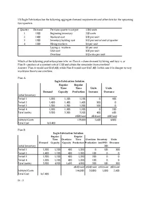 Aggregate Planning and S&OP Answer Key Part 3