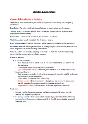 Chapter 1 Introduction to Statistics Review
