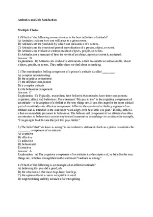 Attitudes and Job Satisfaction