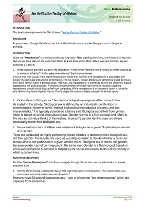 Sex Verification Testing of Athletes