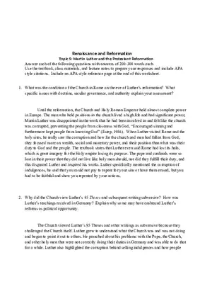 Renaissance and Reformation