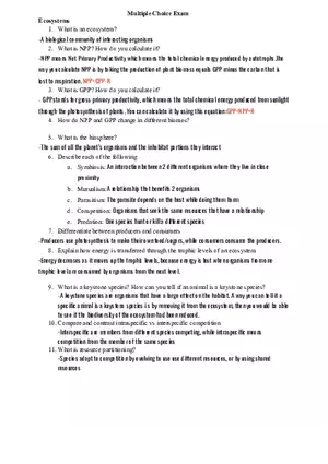 Ecosystems - Exam Guide