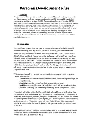 Personal Development Plan Assignment