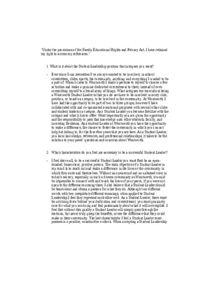 Sample Leadership Essay