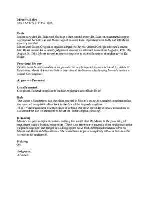 Moore v Baker Case