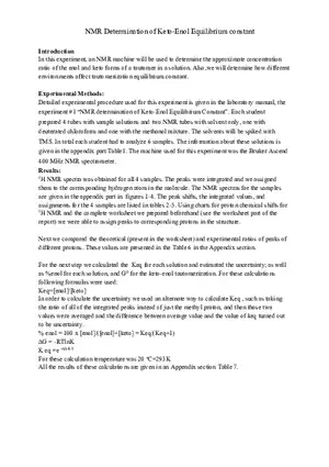 NMR Laboratory Report