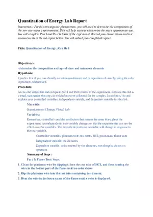 Quantization Energy Lab Report