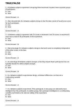 Between-Subjects Experimental Design Quiz