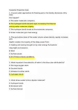 Seawater Properties Quiz