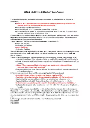 CCNA 2 (v5.0.3 + v6.0) Chapter 7 Exam Answers
