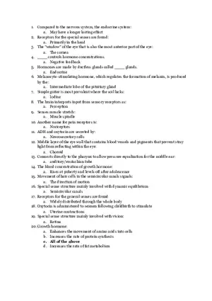 Endocrine System Study Guide