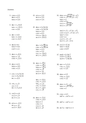 Trigonometry Practice Problems with Answers