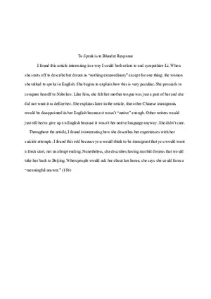 To Speak is to Blunder Response