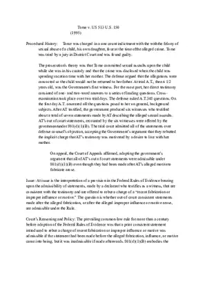 Tome v. US - Intro to Evidence