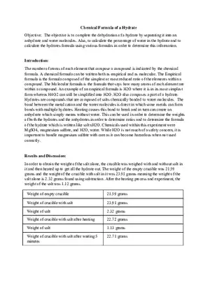 Chemical Formula of a Hydrate