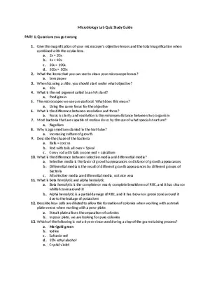 Microbiology Lab 26 Quiz Study Guide