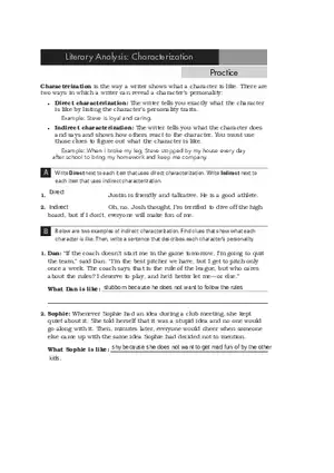 Literary Analysis Characterization
