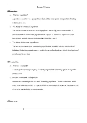 Eco Webquest Populations