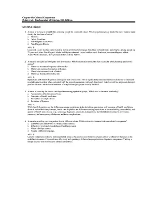 Fundamentals Study Guide - Cultural Competence