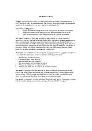 Self Reflection Memo Rubric