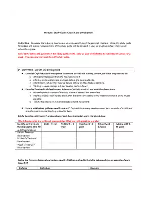 Growth and Development Module 1 Study Guide