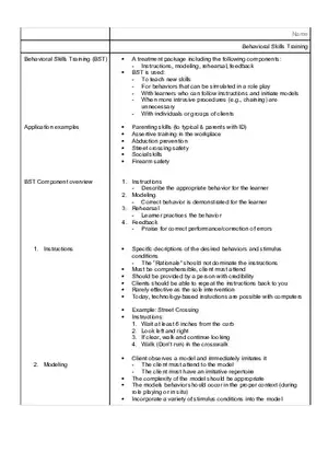 Behavioral Skills Training