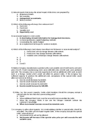 Internal Reports Answer Key
