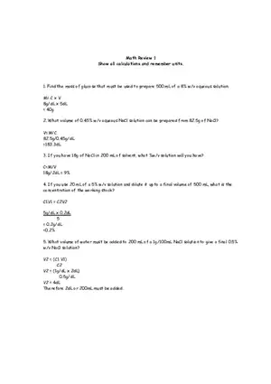 Math Review 1 - C1V1=C2V2