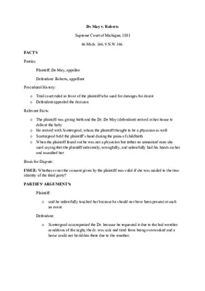 De May v Roberts Case