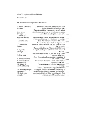 Operating and Financial Leverage Assignment Part 3