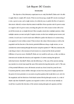 Lab Report DC Circuits