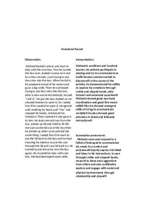 Anecdotal Record Template