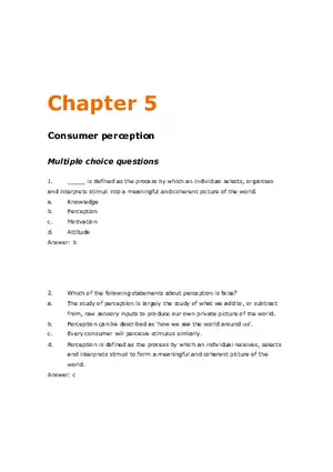 Consumer Perception Chapter 5 Answer Key 1