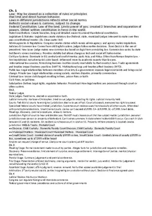 Law Test 1 Cheat Sheet