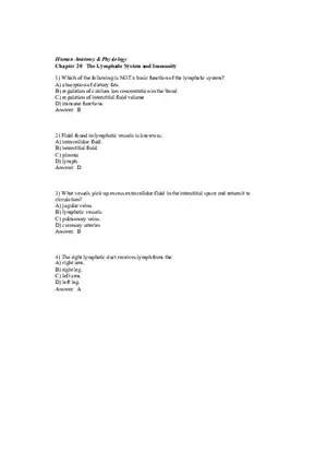 The Lymphatic System and Immunity Answer Key