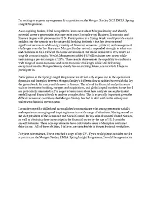 Morgan Stanley Cover Letter