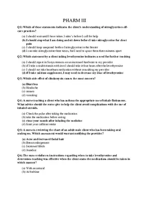 Pharmacology III Patient Education and Drug Effects