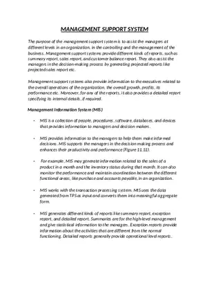 Management Support System