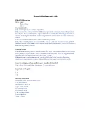 Honors DNA Unit Exam Study Guide