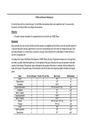 VSEPR and Molecular Modeling Lab