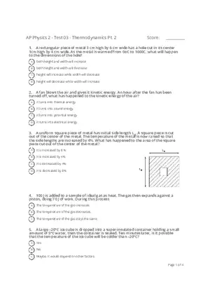 Thermodynamics Pt. 2 - Assignment