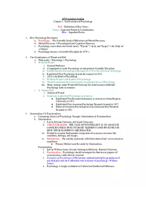 The Evolution of Psychology Outline