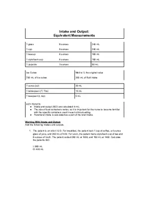 Intake Output Practice Answer Key