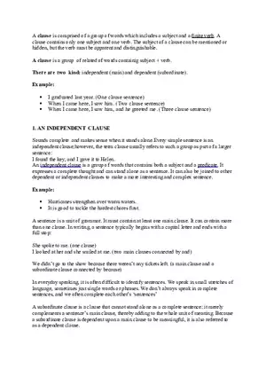 A Clause is a Group of Related of Words Containig Subject