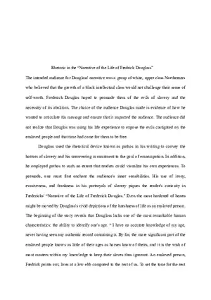 Frederick Douglass Rhetorical Analysis Essay